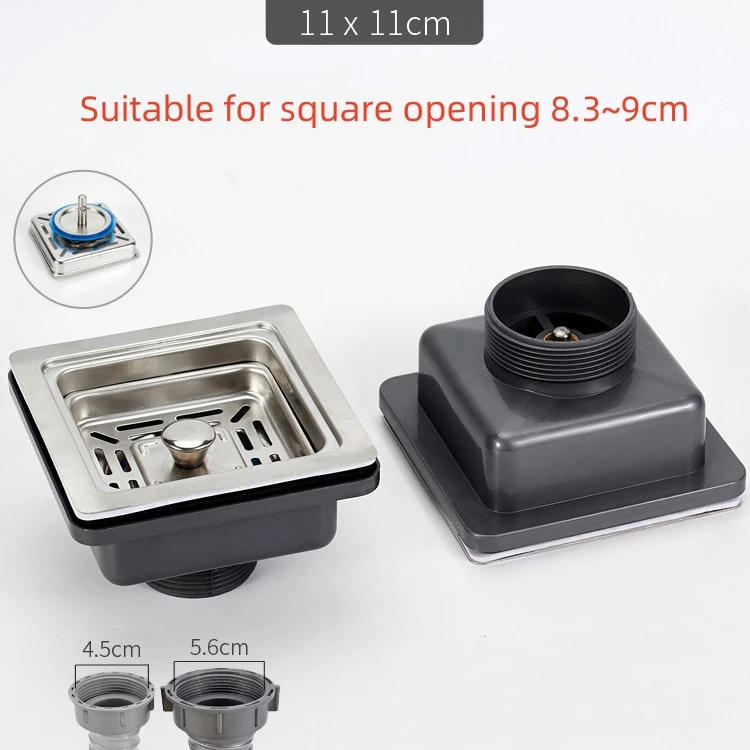 Description Picture 2 of itemStainless Steel Sink Square Drainer Kitchen Drains Strainers Filter Dregs Deodorant Hose Flume with Overflow Kitchen Accessories