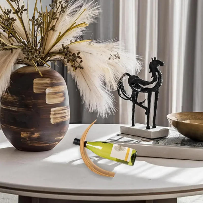 Description Picture 3 of itemBamboo Product Balance Red Wine Rack Single Wine Bottle Stand Decor Creative Wine Bottle Rack Display Stand Decoration