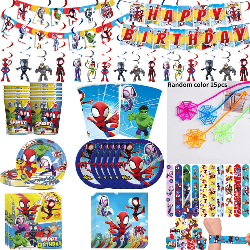 Description Picture 2 of itemSpiderman Birthday Decoration Spidey And His Amazing Friends Party Supplies Aluminum Foil Balloon For Kids Disposable Tableware