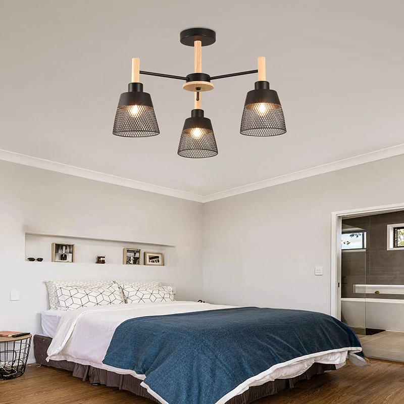Description Picture 4 of itemScandinavian living room ceiling pendant light bedroom ceiling light restaurant pendant light E27 wooden pendant light hotel
