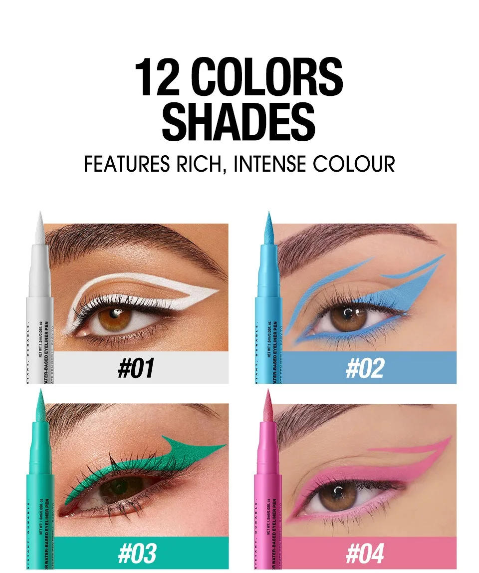 Description Picture 5 of item1Pc Water-based Eyeliner Liquid Matte Bright Red Quick-Drying Smudge-Proof Eyeliner Pen Bold Long-Lasting Eyes Looks Cosmetics