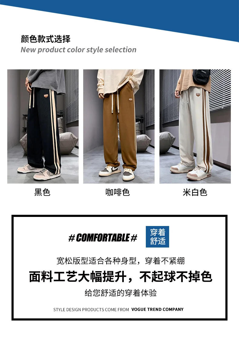 Description Picture 4 of itemNew Daily Japanese High Street Youth Pop  Straight  Loose  Men's Sweatpants Everything with Fashionable Casual Right Angle Pants