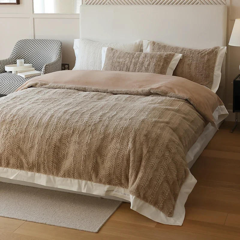 Description Picture 4 of itemTuscany faux fur Bed linen double comforter Bedding set Bed duvets cover Quilt beds cover full set sheets pillow cover