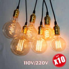 Edison Light Bulb 110V 220V 10/8pcs E27 40W ST64 G80 G95 T10 T45 T185 A19 A60 Retro Filament Incandescent Ampoule Vintage Lamp