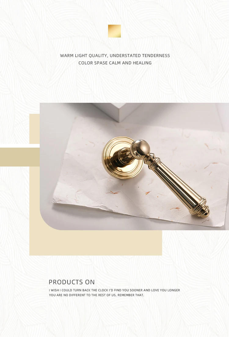 Description Picture 4 of itemSAILANKA Brass Furniture Door Handle Lock Set French Retro Bright Gold Handles Modern Furniture Bedroom Door Lock Hardware