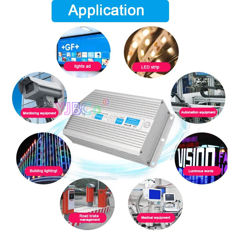 Description Picture 5 of itemAC 110V-220V to 12V 24V 15W 20W 30W 45W 50W 60W 80W 100W 120W 150W LED Light strip Power Supply Waterproof IP67 Driver adapter