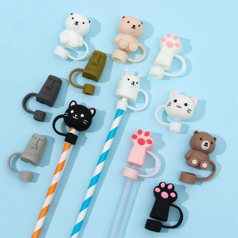 Description Picture 4 of item1PC Reusable Creative Silicone Straw Plug Splash Proof Drinking Dust Cap Straw Tips Cover Drinkware Kitchen Tool Cup Accessories