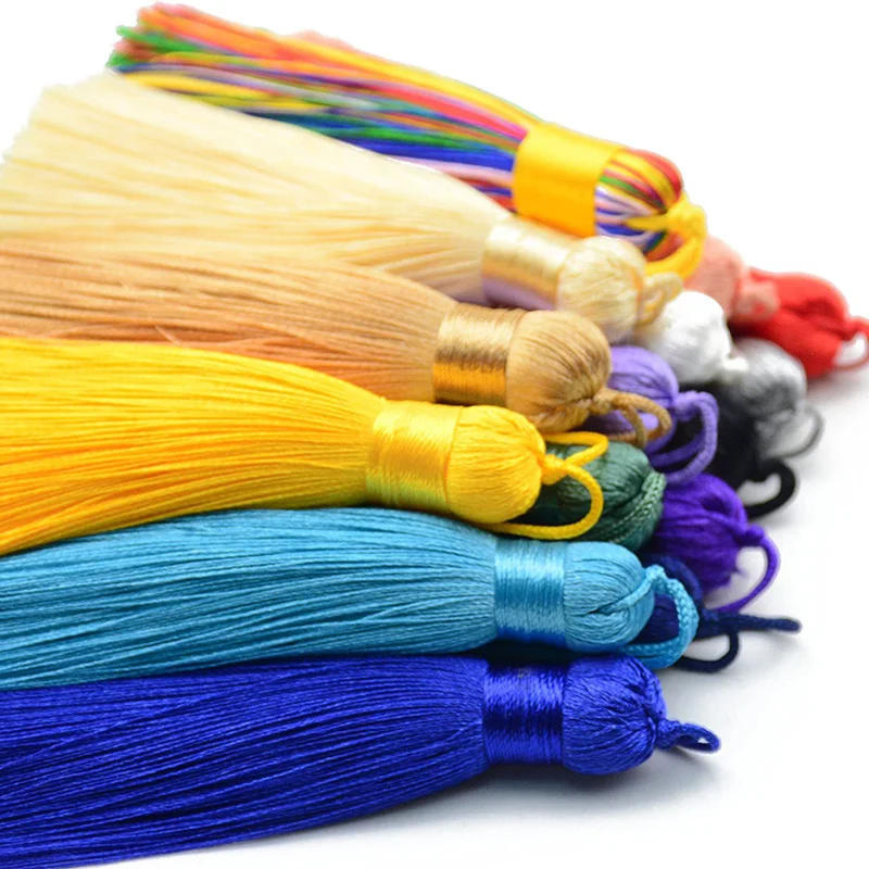 Description Picture 4 of item2/4Pcs 16cm Silk Tassel Chunky Tassels Soft Elegant Handmade Silky Floss Tassels with Cord Loop for Crafts Earrings Jewelry Make