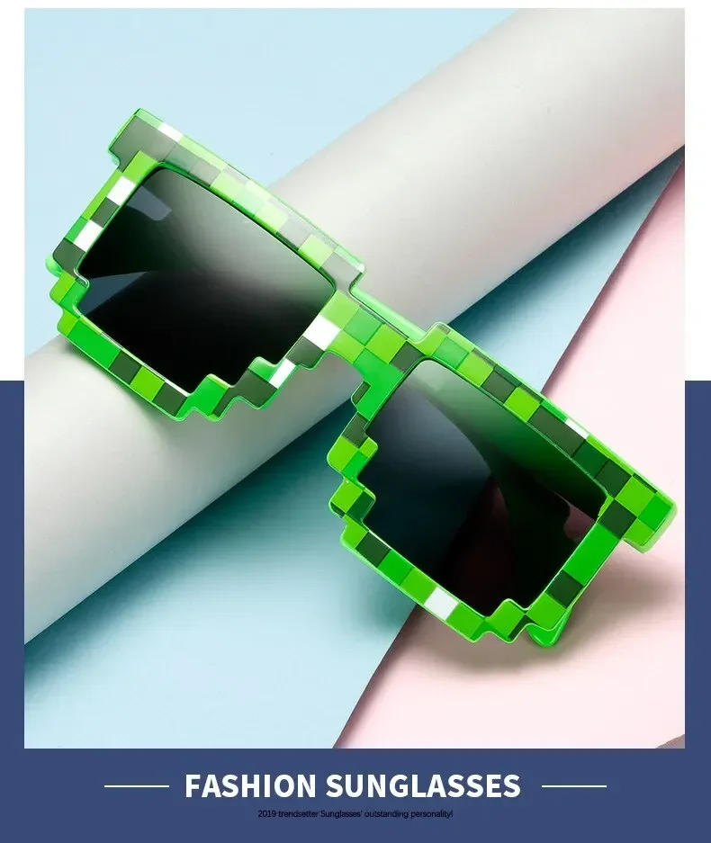 Description Picture 5 of itemHot 20 Styles Fashion Sunglasses Kids Cos Play Action Game Toy Minecrafter Square Glasses with EVA Case Toys for Children Gift