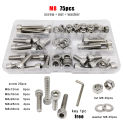 1 Box M1.6 M2 M2.5 M3 M4 M5 M6 M8 DIN912 304 A2 Stainless Steel Hex Hexagon Socket Allen Cap Head Screw Bolt Nut Assortment Kit