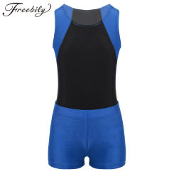 Kids Boys Ballet Dance Leotard Sleeveless Bodysuit Teens Gymnastics Jumpsuit with Shorts Set for Skating Yoga Workout Costume