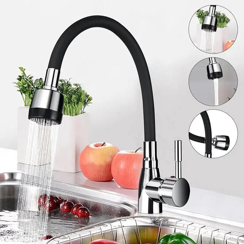 Description Picture 2 of item360Rotating Flexible Kitchen Basin Faucet Single Handle Polished Chrome Black Cold and Hot Water Mixer Tap Torneira Deck Mounted