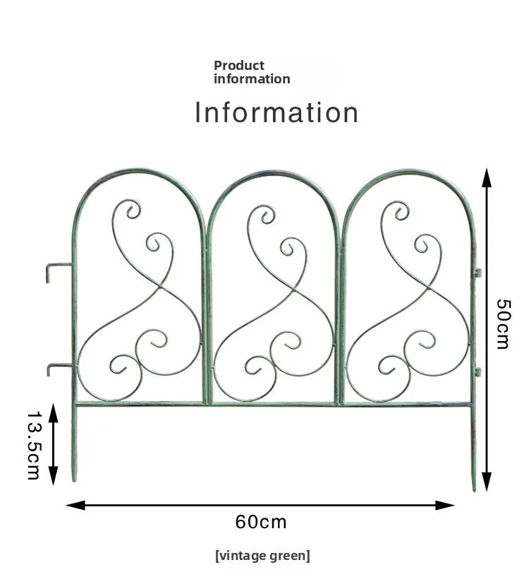 Description Picture 3 of itemDo Old White Iron Fencing Rustic Garden Trellis Vintage Flower Bed Border for Climbing Plants Decorative Metal Yard Partition