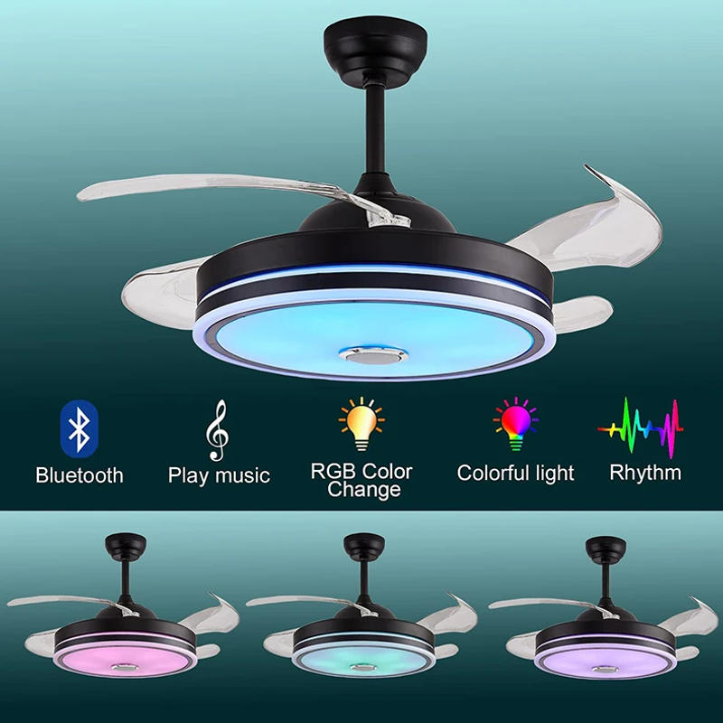 Description Picture 4 of itemCeiling Fan  Fandelier Ceiling Fan Lights and Bluetooth Speaker RGB Color Changing with Remote Controller Living Room Restaurant