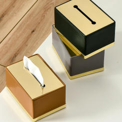 European Style Metal Tissue Box Leather Desktop Decoration Living Room Office Paper Drawer Napkin Storage Home Ornament New
