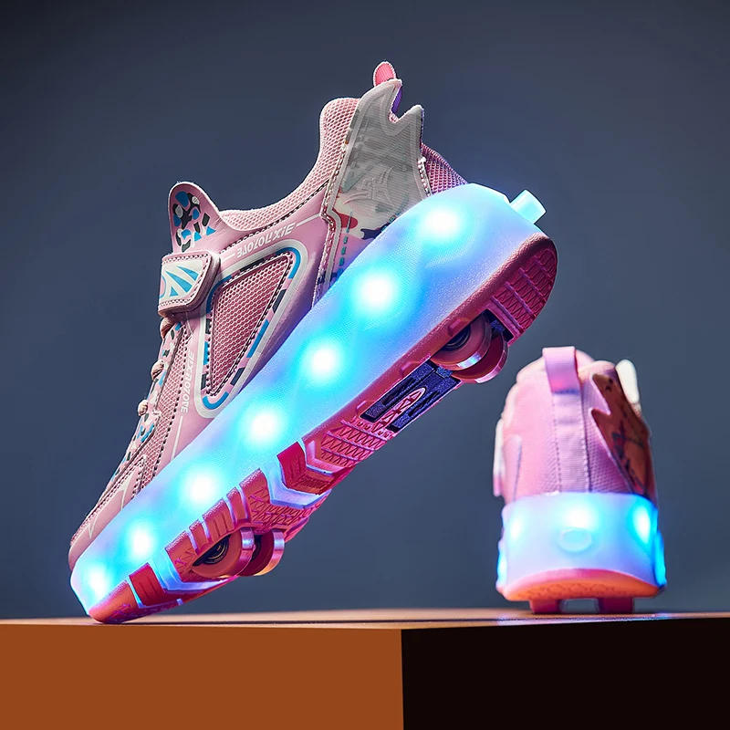 Description Picture 3 of itemChildren's Casual Shoes with LED Detachable Wheels Roller Skates Wear-resistant Comfortable Lightweight Sports Shoes for Kids