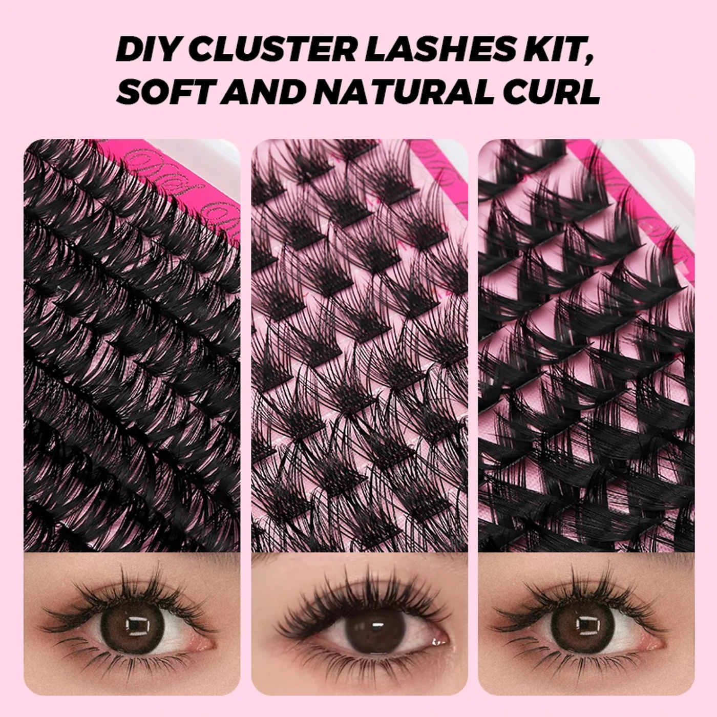 Description Picture 5 of itemDIY Eyelash Extension Kit Individual Lashes Cluster Mix Lash Clusters with Bond and Seal Tweezers Cluster Lashes Set Extensions