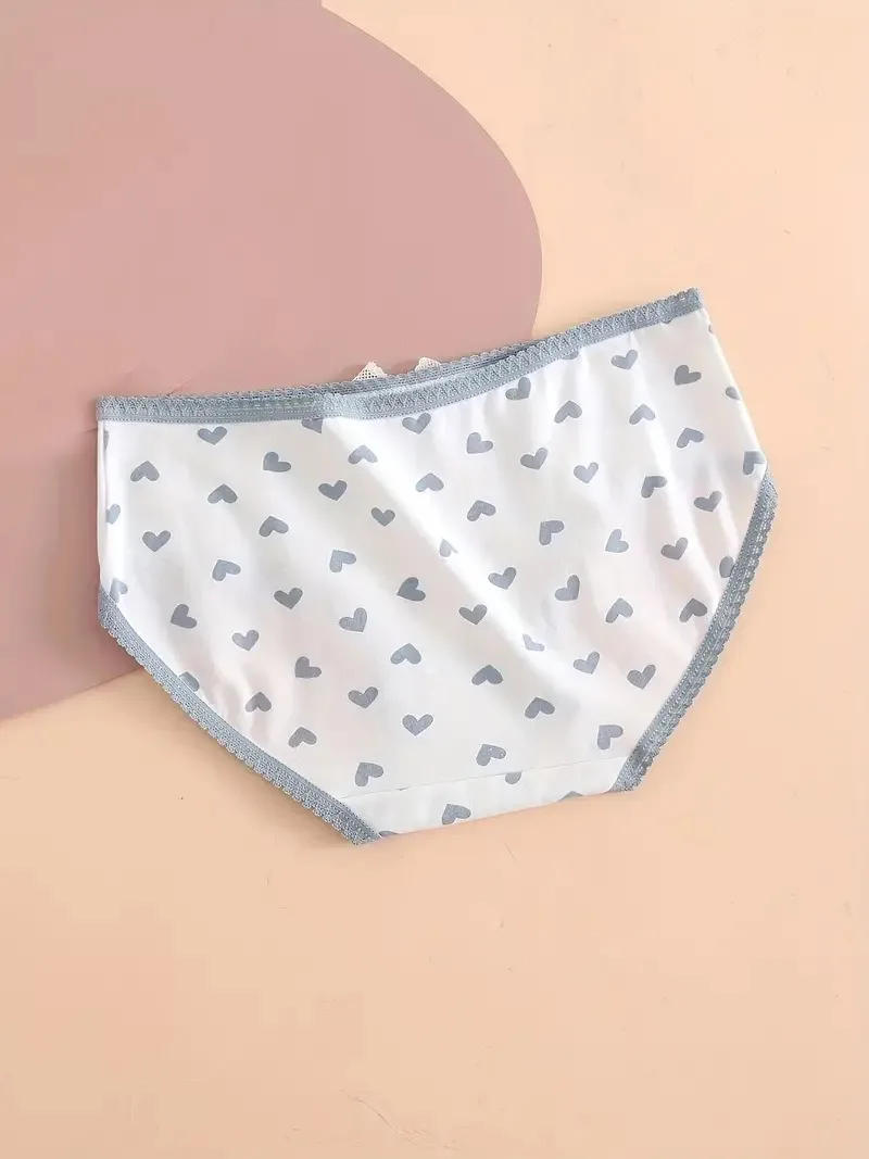 Description Picture 5 of item5pcs Heart  Plaid Print Briefs Comfy  Cute Bow Intimates Panties Women's Lingerie  Underwear