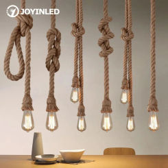 Vintage Hanging Lamp E27 Socket Kit - DIY Retro Pendant Light Cord With Twisted Hemp Rope  For Interior Decoration