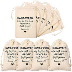 5pcs Hangover Kit Bags Recovery Kit Cotton Drawstring Pouch Bachelorette Hen Party Bridal Shower Favor Wedding Birthday Gift