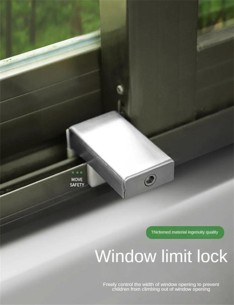 Description Picture 2 of itemNon-perforated Window Screen Limiter Aluminum Alloy Door and Window Fixed Push-pull Child Lock Buckle Anti-theft Lock