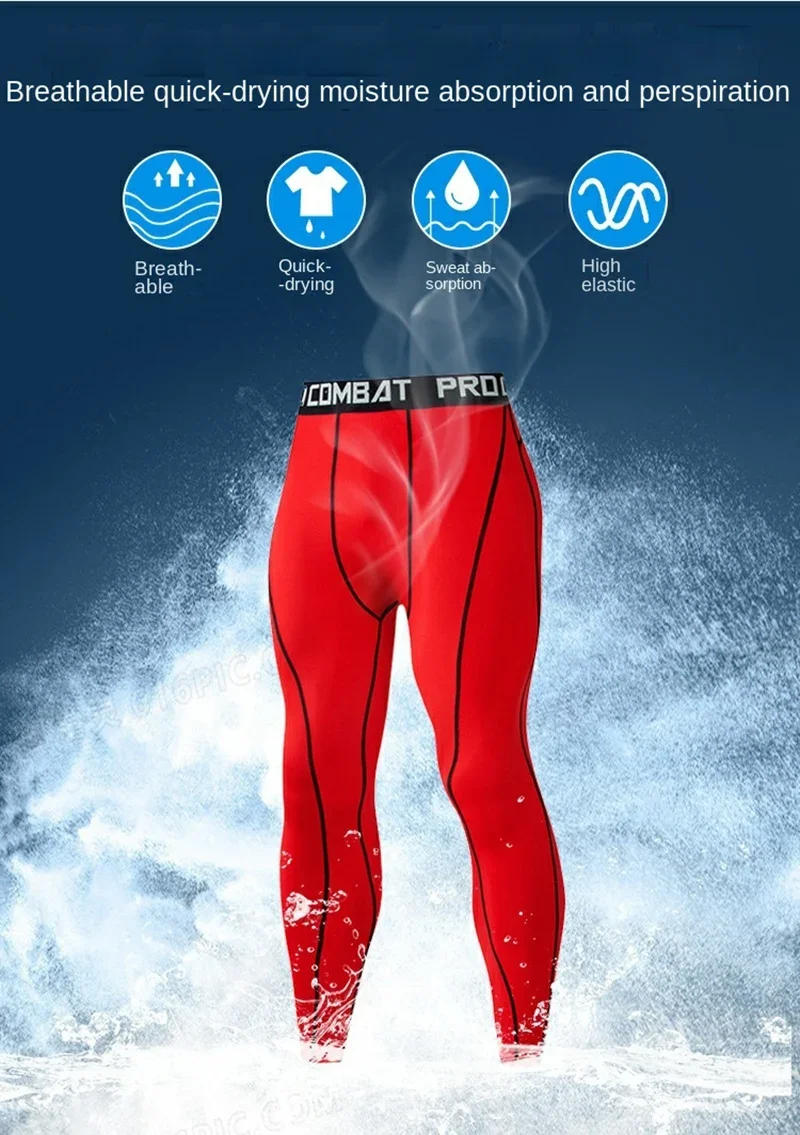 Description Picture 5 of itemNew Compression Pants Leggings Men Running Sport Quick Dry Pants Fitness Training Trousers Male Workout Clothing