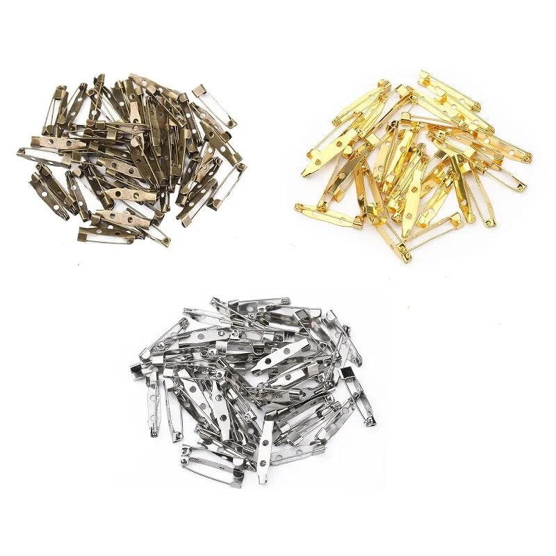 Description Picture 2 of itemSilver/Green Ancient/Gold 15-40mm Safety Pins Brooch Base Clip Pins Blank Base for Jewelry Making DIY Clothing Accessories