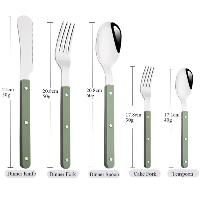 Description Picture 2 of item4/16Pcs Acrylic Handle Knife Fork Set Stainless Steels Dinner Cutlery Set Green Silver Western Dinnerware Home Kitchen Flatware