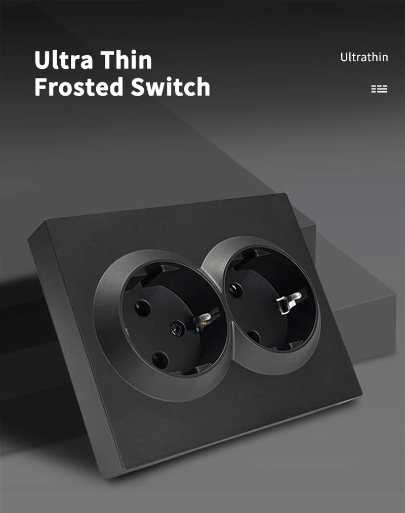 Description Picture 2 of itemWESA Black Power Socket 16A Standard Electrical Outlett With Ground Plug Flame Retardant Spray Paint Plastic Panel Wall Socket