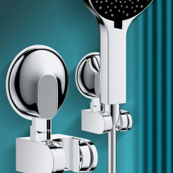 Universal Shower Head Holder No Drill Showerhead Bracket Adjustable Wall Mounted Holder for Bathroom Accessories Stable Rotation