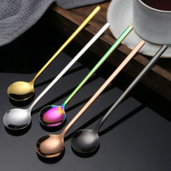 Long Handle Coffee Spoon Stainless Steel Tea Dessert Spoon Stirring Spoon Juice Tea Spoons Ice Cream Scoop Cutlery Kitchen Tools