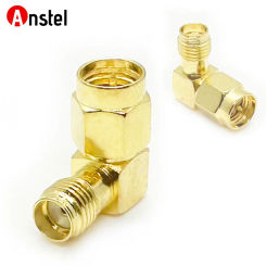 Copper Gold Plated SMA Male to SMA Female Right Angle 90 Degree RF Adapter Coaxial Connector for FPV Transmitter Antenna