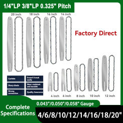 4/6/8/16/18/20-inch 1/4"LP/325 Pitch .058/.043 Gauge Chainsaw Chain 28/37/45/64/72/76 Drive Link for Many Model Chainsaws