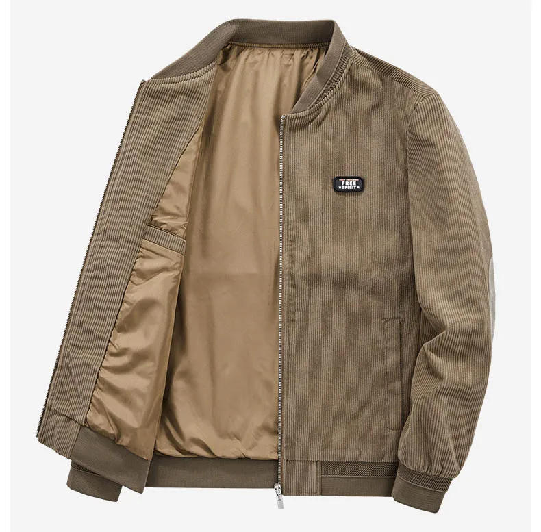 Description Picture 6 of itemMen's Casual Vintage Corduroy Denim Jacket Men Streetwear Motorcycle Windbreaker Military Bomber Varsity Coats jaqueta masculina