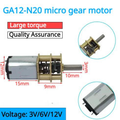 GA12-N20 DC 3V 6V 12V Micro Metal Gear Motor Gear Wheel Gear Motor 30RPM 50RPM 60RPM 100RPM 150RPM 200RPM 300RPM 600RPM 1000RPM