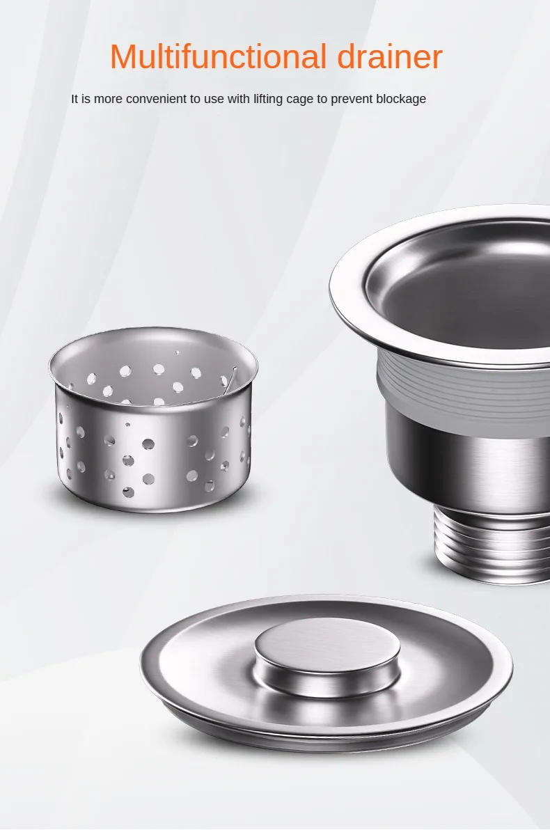 Description Picture 5 of item304 Stainless Steel Kitchen Sink Drainer Set Anti-odour Downpipe Washbasin Drain Head Accessories Single Sink Double