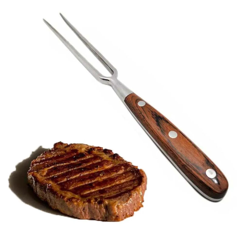 Description Picture 2 of itemStainless Steel Barbecue Fork With Wooden Handle Beef Portable Outdoor Bbq Camping Cooking Grill Tools Accessories