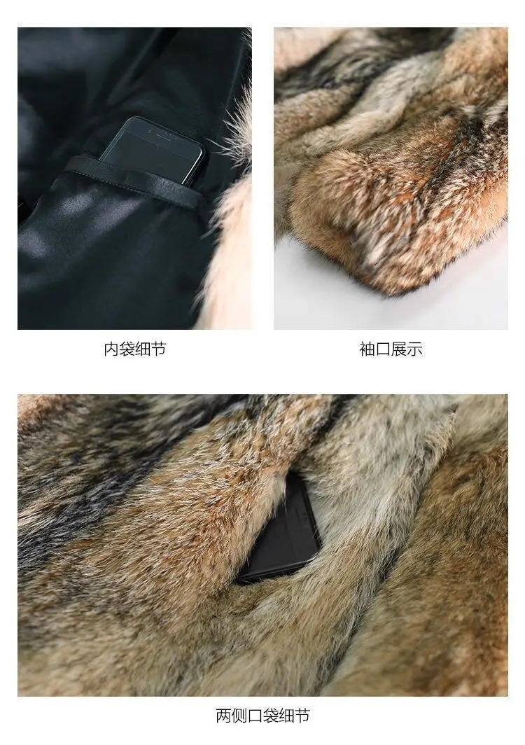 Description Picture 6 of item2023 winter new men's mid length imitation wolf fur fur fur coat fur coat men's loose and fashionable