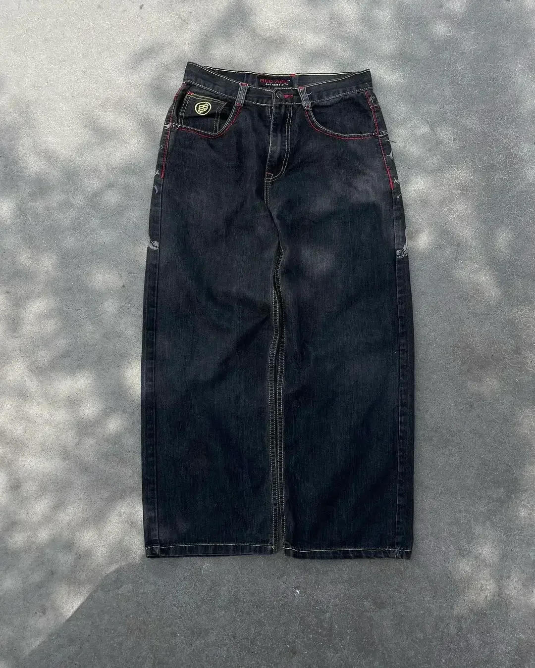 Description Picture 3 of itemHip-hop Gothic Retro Cross Embroidery Fashion Design Baggy High-Waisted Jeans Men's And Women's 2024 New Casual Joker Y2K Pants
