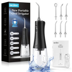 Sejoy Water Dental Flosser Cordless for Teeth Cleaning 5 Modes Oral Irrigator Braces Flossers Cleaner Portable for Travel Home