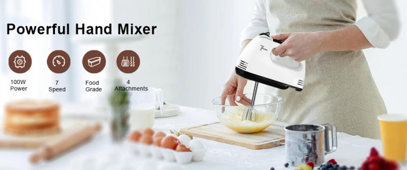 Description Picture 2 of itemElectric Egg Beater Handheld 7 Speed Food Mixer for Kitchen Cake Bread Dough Baking Egg White Blender Portable Egg Beater