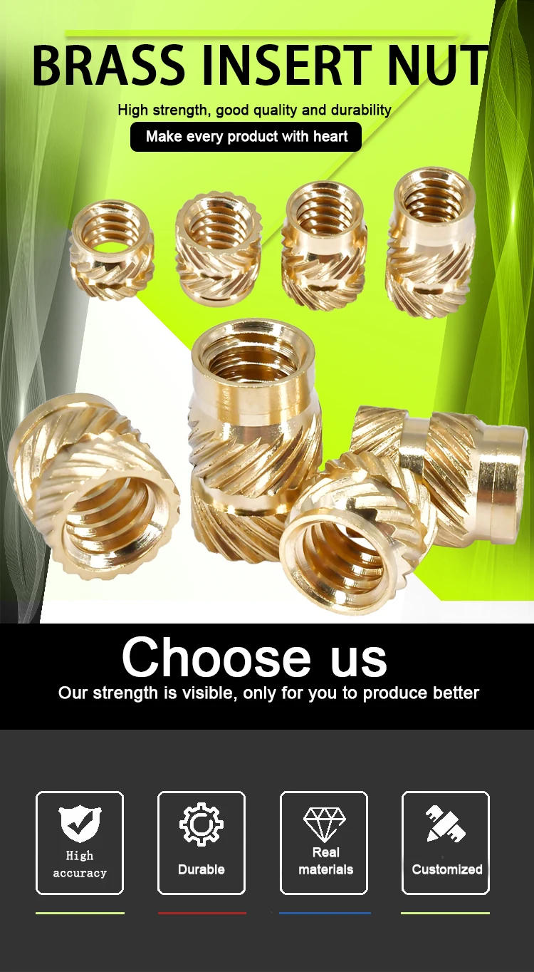 Description Picture 4 of itemBrass Insert Nut Hot Melt Thread Heat Molding Double Twill Inject Embedment Nuts for 3D Print Length 6/6.5/7/7.5/8/9/10/12/15mm