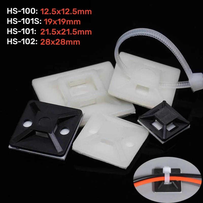 Description Picture 3 of item30/50pcs HS Self Adhesive Cable Tie Bases Mount Strong Glue Wire Wall Holder Car Fixing Seat Clips Suction Position Sucker
