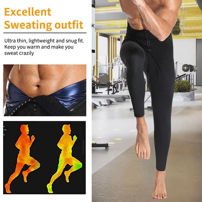 Description Picture 5 of itemBurVogue Sauna Sweat Pants For Men Sauna Leggings Compression Hight Waist Sauna Pants Sauna suits for men Workout