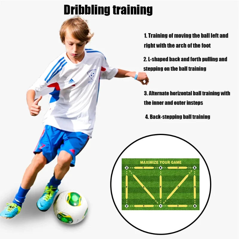 Description Picture 5 of itemFootball Training Mat Soccer Training Equipment Non Slip Foldable Kids Adults Dribble Mat Training Indoor Ourdoor Equipment