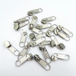 50/100Pcs Nylon 5# Silver Zipper Pull Head No Lock Slider