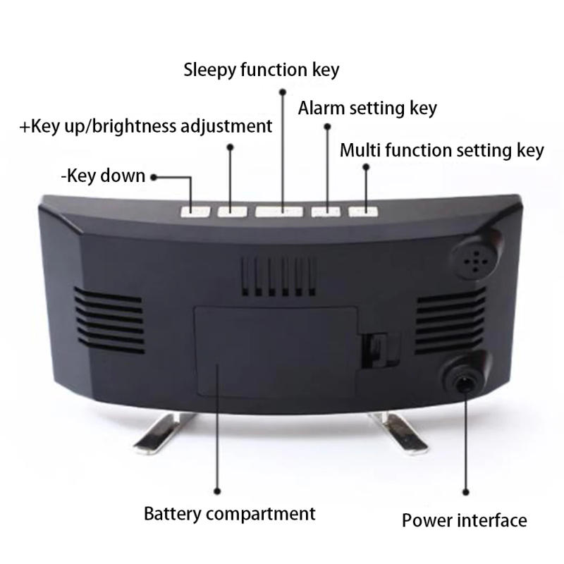 Description Picture 6 of itemLed Digital Alarm Clock With Time Date Temperature Humidity Display 12/24h Multi-function Desk Table Clock Drop ship Wholesale