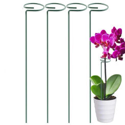 4 PCS Plant Support Stake,Garden Flower Support Stake Steel Single Pole Support Stake Plant Cage Support Ring