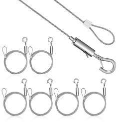 6 Pcs Stainless Steel Wire Rope with Safety Hook Picture Frame Hanger Frames Hangers Photo