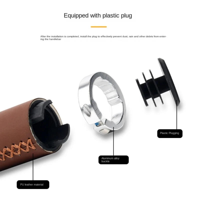 Description Picture 6 of itemHigh Quality PU Leather Bicycle Handlebar Grips 8 Colors Anti-slip Bike Handle Grip Mountain Bike Grips